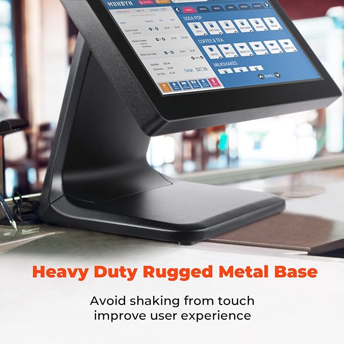 MUNBYN POS Touch Screen Monitor 17-inch 400 nits Flat Capacitive LED Touchscreen Monitor POS System and Black Cash Register Drawer 16 Wide Cash Drawer with Removable Coin Tray