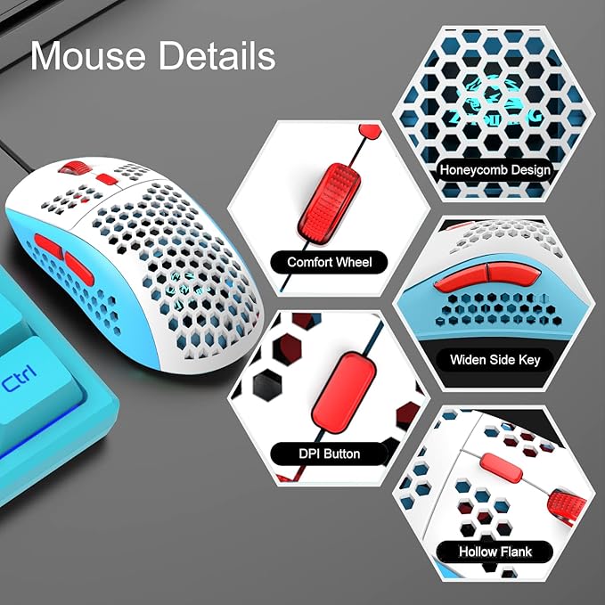 60% Gaming Keyboard and Mouse Combo Samll Mini RGB Backlight Mechanical Feeling and Honeycomb Optical Mouse Mouse pad for Gamers and Typists