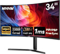 34 Inch Ultrawide Gaming Monitor - 21:9 WQHD 3440 x 1440 R1500 Curved Computer Monitor for Gamer 180Hz 1ms AMD FreeSync PIP/PBP Crosshair TÜV Eye Care HDMI 2.0 &amp DP1.4 Tilt/Height/Swivel Stand