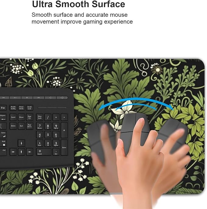 Botanical Garden Floral Mouse PadDesk MatLarge Waterproof Non-Slip Rubber Mousepad with Stitched Edges Office Home Computer Desk Accessories35.4X15.7