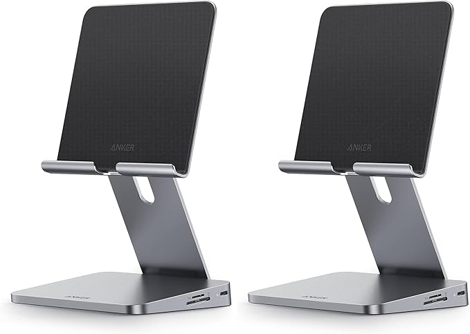 Anker USB C Hub for iPad 551 USBC Hub (8-in-1) with Foldable Tablet Stand 4K HDMI 2 USB-A Data Ports for iPad Pro 5th Gen/Air 5th Gen/Mini 6th and Later (Silver) (Pack of 2)