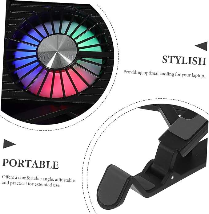 1Set Adjustable Laptop Cooling Stand with Fans Portable Notebook Cooler Pad for Comfortable Use Desk Table USB Powered Ergonomic Design for Efficient Heat Dissipation