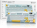 Wireless Keyboard Creamy Membrane with Rainbow Backlight3-Mode Connectivity (BT/2.4G/USB-C) with LCD Screen &amp Multifunction Knob200H Battery 94 Key PBT Keycaps Quiet Typing for Office/Home/Gam