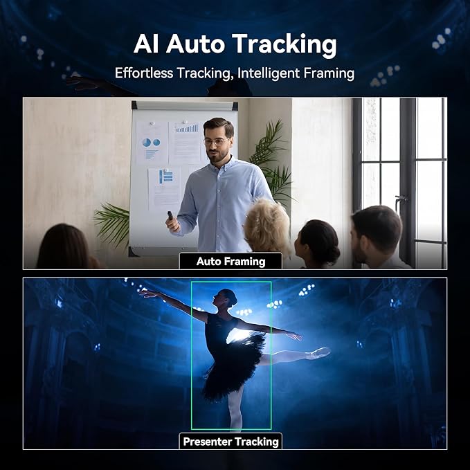 Tenveo 4K AI Auto-Tracking PTZ Camera 3X Optical Zoom USB3.0/HDMI/RS232 93° Wide-Angle UHD 4K 30FPS for Video Conferencing Business Meetings Live Streaming Church Worship Zoom Teams OBS