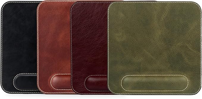 Londo Top Grain Leather Mouse Pad with Wrist Rest – Ergonomic Support Non-Slip Base Smooth Surface