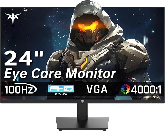 KTC 24 Inch FHD 1080P 100Hz Computer Monitor VA Panel FreeSync PC Gaming Monitor HDMI VGA Ports HDR 4000：1 Contrast LowBlue Mode Ergonomic Tilt Eye Care for Home Office