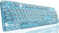EWEADN TK950 Typewriter Keyboard Wireless Mechanical Keyboard 104 Keys Aesthetic Typewriter Keyboards with White Backlit Anti-Ghosting Blue Switch Bluetooth/2.4GHz/Wired Keyboards-Blue