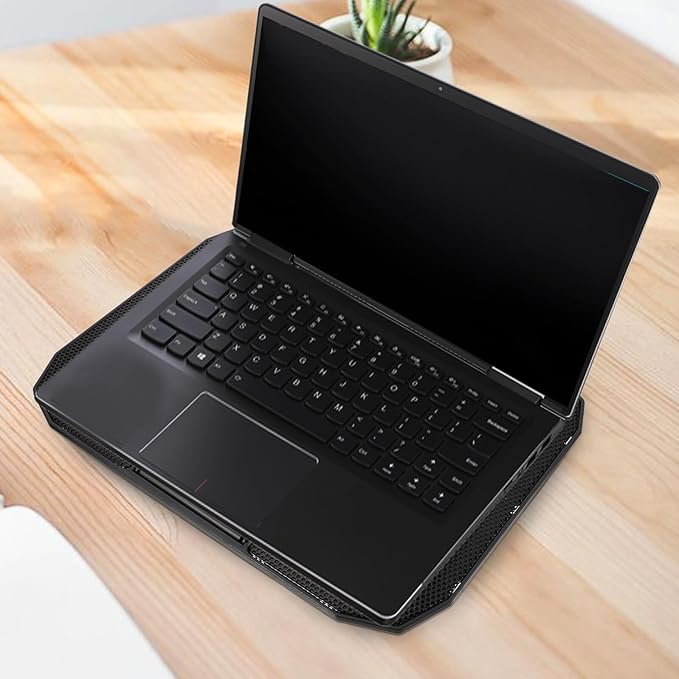 DOITOOL Laptop Cooling Pad Silent Cooling Fan Stand with Enlarged Base for Heat Dissipation Black Desktop Laptop Rack Suitable for Office and Home Use