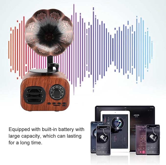 Heayzoki Retro Bluetooth Speaker Portable Walnut Radio Mini Loudspeaker Music Player for Desktop Laptop Walnut