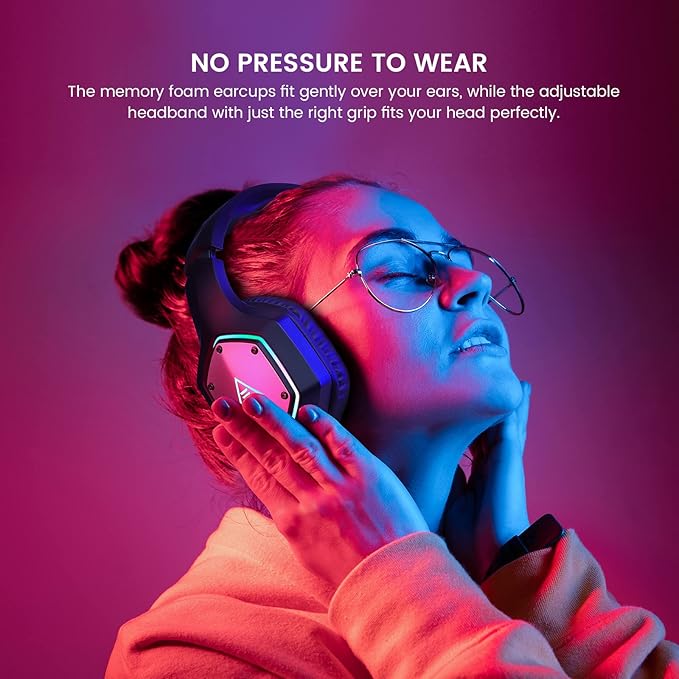 EKSA E1000 V2 Gaming Headset PC Headset with USB C Plug Wired Headphones with Noise Canceling Microphone 7.1 Surround Sound RGB Light include USB Adapter for ComputerMac PS4/PS5 Console Laptop
