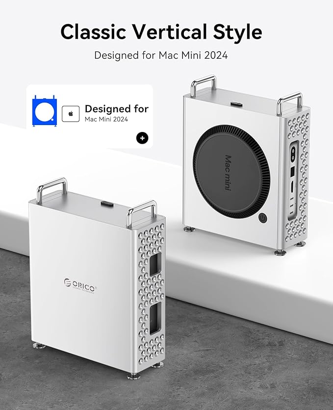 ORICO MiniPro Aluminum Stand for Mac mini M4/M4 Pro Vertical Mount Holder Case Durable Mini PC Accessories for Mac mini M4 (MS10)