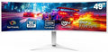 CRUA 49 White Curved Monitor | DQHD(5120 * 1440) 120Hz 1500R 32:9 AMD FreeSync 120% sRGB Height Adjustable Ultra-Wide Screen Computer Monitors HDMI 2.1 &amp DP 1.4 Wall Mount Install