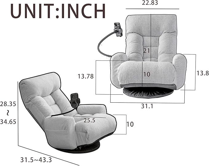Yoglad Japanese Style Chaise Lounge Sofa with Phone Holder 360-Degree Swivel Chair Floor Gaming Chair Lazy Sofa for Reading Game Meditating 3 Adjustable Positions (Linen Lime Green)