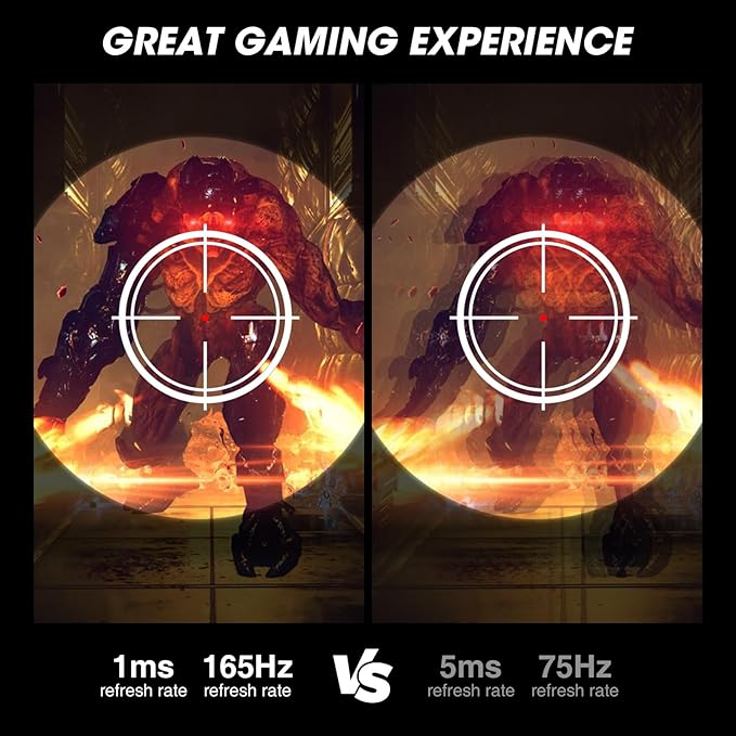 KOORUI Gaming Monitor 24 Fast IPS Computer Monitor 165Hz FHD Display 1ms PC Screen 99% sRGB Color Gamut Adaptive Sync Ultra Slim Frame VESA Mountable 24E3