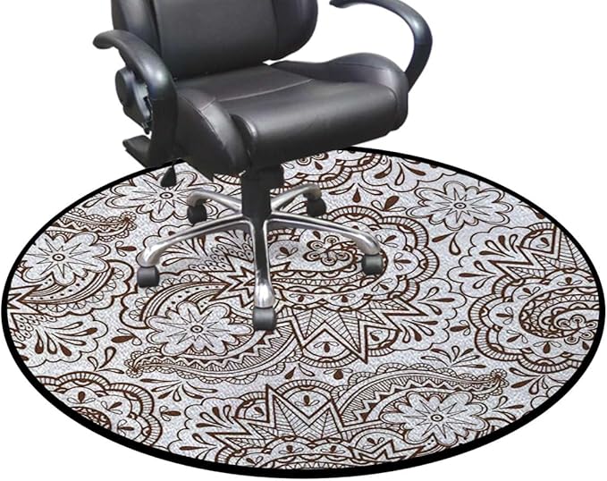 Cream Non-Slip Area Rug Small Accent Distressed Throw Rugs Floor Carpet for Door Mat Entryway Bedrooms Laundry Room Decor Antique Victorian Style Old Country Diameter 59 in