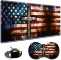 Extended Non-Slip Mouse Pad + Mouse Wrist Rest + Lace-Shaped Coaster Set Ergonomic Design Suitable for Desk and Home Gaming Table Mat American Flag Cross