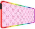 RGB Pretty Pink Love Bows Gaming Desk Mat Computer Keyboard Large Extended Long Girly LED Mouse Pad for Office and Home XL (W13)
