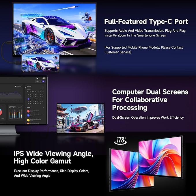 waveshare Luckfox 16inch 2K Portable Touch Monitor with Magnetic Protective Case 2560 × 1600 Resolution HDR 165Hz Refresh Rate IPS Panel Optical Bonding 10-Point Touch