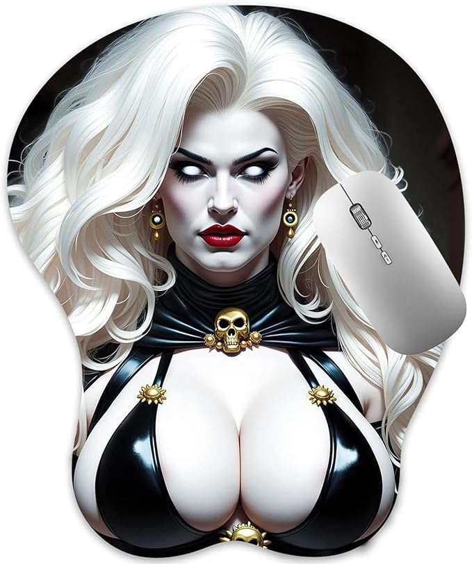 3D Mouse Pad Oppai Mousepad with Soft Gel Wrist Rest Anime Manga Gaming Boob pad Anti-Slip Mouse Mat （Lady-Death）