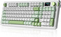 L98 96% Membrane KeyboardTri-Mode Connectivity RGB BacklightsRotary Knob+ScreenGasket MountedSa Profile Keycaps98 Keys Software Programmable Gaming Keyboard for MAC/Win (Green)