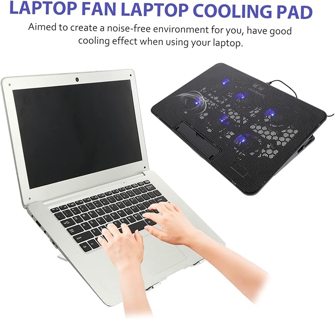 TEHAUX Laptop Cooling Pad for Gaming Laptops Adjustable Height Silent Fans USB Powered Compatible Ergonomic Design for Comfort and Cooling Efficiency