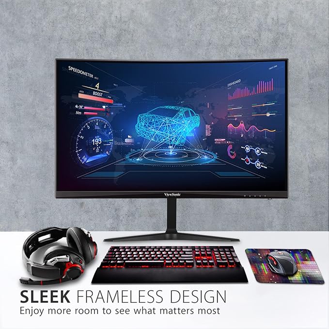 ViewSonic VX2418C 24 Inch 1080p 1ms 180Hz Curved Gaming Monitor with FreeSync Premium Eye Care HDMI and DisplayPort