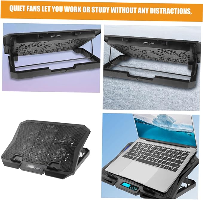 Laptop Cooling Pad 15.6 Inch Quiet Fan Stand with Adjustable Speed and Blue LED for Gaming and Office Use
