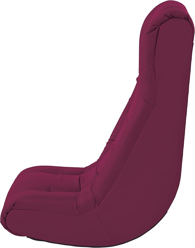 Factory Direct Partners Soft Tufted Floor Rocker - Cushioned Ground Chair for Kids Teens and Adults - Great for Reading Gaming Meditating TV - Raspberry 10488-RS