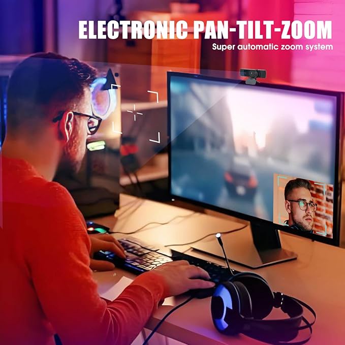 4K Webcam for PC &amp Laptop - Ultral HD 4K AI Autofocus Support DZoom and ePTZ Built-in Noise-Canceling Mics and Slidable Privacy Cover for Business Meetings Conferencing &amp Video Calls