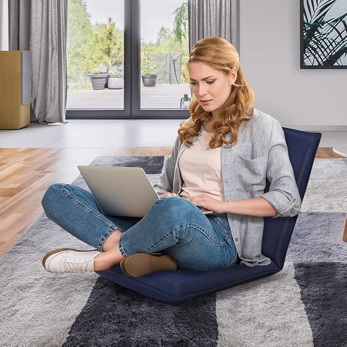 Giantex Adjustable Mesh Floor Sofa Chair 6-Position Multi-Angle Padded Floor Chair Cushioned Back Support Versatile Video Game Chairs for Meditation Seminars Reading TV Watching or Gaming
