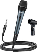 CAROL E dur-916S Gray XLR Wired Vocal Microphone for Singing – Dynamic Supercardioid Mic with Dual Shock Mount System for Karaoke &amp Public Speaking Includes Mic Clip 14.8ft XLR Cable &amp On/Of