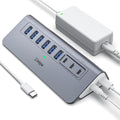 Powered USB Hub 10Gbps intpw YH6AC 9-Port USB Splitter with USB A/USB C 3.2 4 USB 3.0 2 PD 45W Charging Ports 65W Power Adapter + 3.3FT Cable Aluminum USB Extender Hub for Laptop PCiPhone 17/16