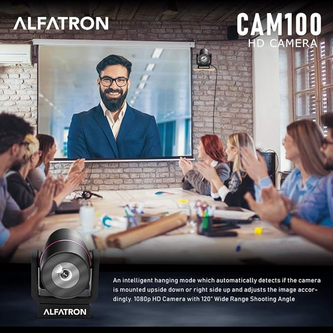 Alfatron ALF CAM100 HD Web Camera with 1080p 120-Degree Wide Range Shooting Angle Zoom Compatibility Easy Plug in Adjustable Lens and More for Perfect Video Conferencing