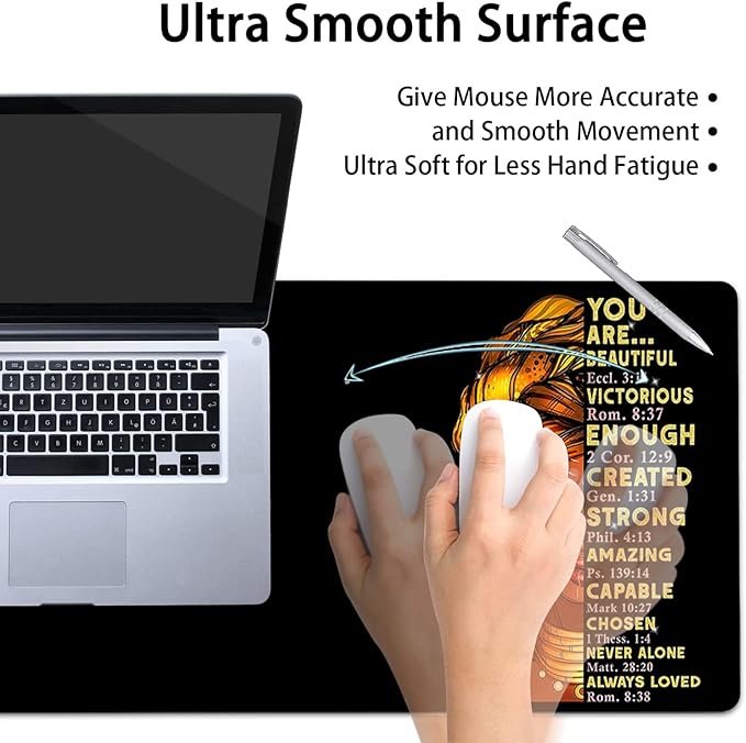 Large Mouse Pad Extended Office Desk Pad 31.5x11.8inErgonomic Memory Foam Mouse Wrist Rest Support for Home Office Computer Writing PadAfrican American Black Queen Women XXL Black Gaming Mouse Mat