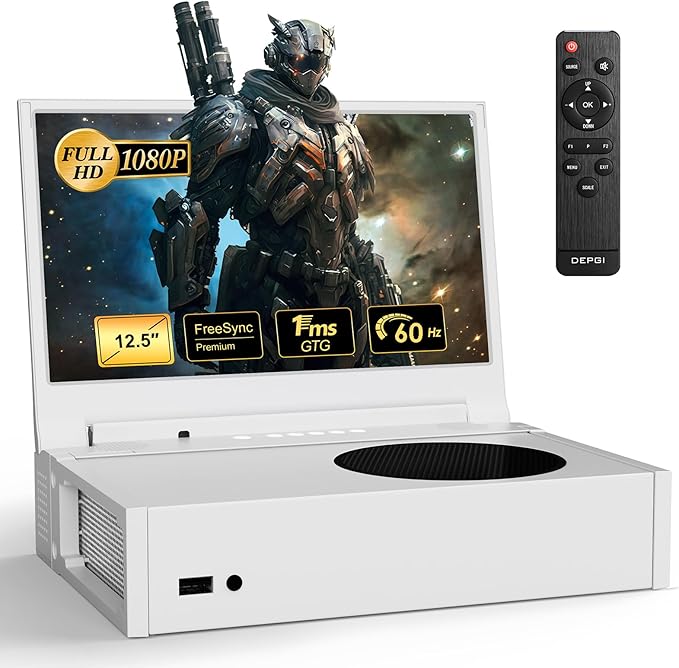 DEPGI 12.5 Portable Gaming Monitor for Xbox Series S (not Included) 1080P Full HD Display with IPS Screen Dual HDMI 2 Support HDR Freesync 3 Game Modes for Travel Outdoor Indoor Use