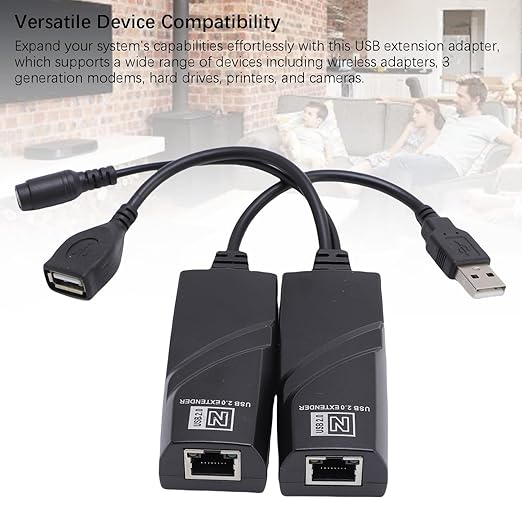 Zopsc USB Extender Over Ethernet 100m USB 2.0 to Network Extender Adapter Kit for CAT5 CAT5E CAT6 Cable for Printer Camera Hard Drive. (US Plug)