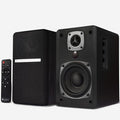 SINGING WOOD BT27 Active Powered Bluetooth Bookshelf Speakers - 60W RMS Studio Monitor Speakers for PC TV Turntable - High Fidelity Wooden Enclosure with Remote Control - Black