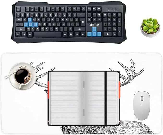 XXL Gaming Mouse Pad Animal Deer XXL Gaming Mouse Pad Large Desk Mat Protector for Desktop Anti-Slip Rubber Extended Computer Keyboard Mat Writing Pad Mousepad for Work Office 15.7 * 35.4 inB-396