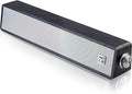 MICA Computer Speakers Vintage Wired Computer Sound Bar Retro Wooden Mini Soundbar USB Powered PC Speakers for Desktop Monitor Laptop Tablet 3.5mm Aux Connection Angled (Gray)
