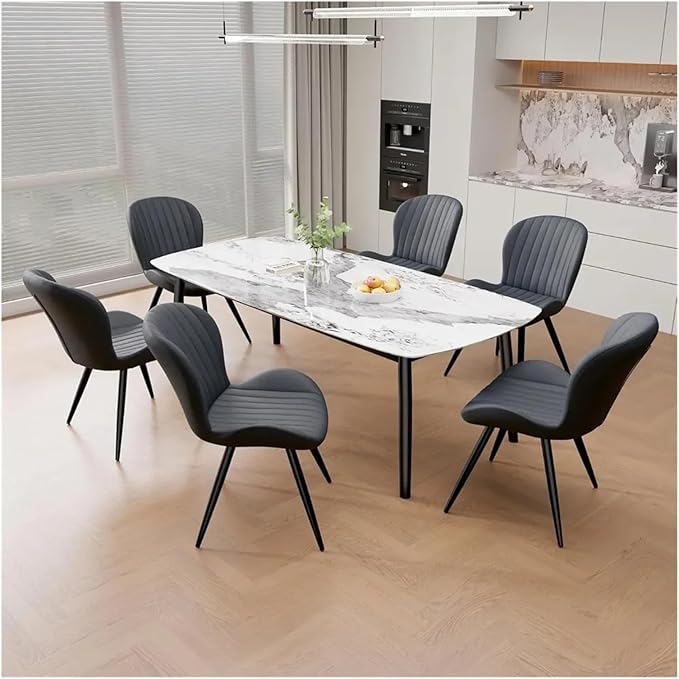 Adjustable Office Computer Chair with Armrest 1pcs Thick Comfy Upholstered Kitchen Dining Chairs with Curved High Backrest