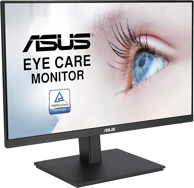 ASUS 24” 1080P Monitor (VA24EQSB) - Full HD IPS 75Hz Built-in Speakers Eye Care Low Blue Light Flicker Free VESA Mountable Height Adjustment Frameless DisplayPort HDMI VGA USB HubBlack