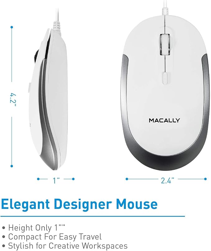 Macally USB C Wired Mouse and an Adjustable Vertical Laptop Stand Bring Elegance to Your Workspace
