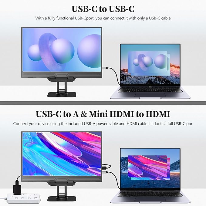 13.3 1080p Portable Monitor Slim Lightweight HDR Travel Small HDMI Display with Smart Cover for Laptop PC/Mac/Phone/Xbox Switch/PS4