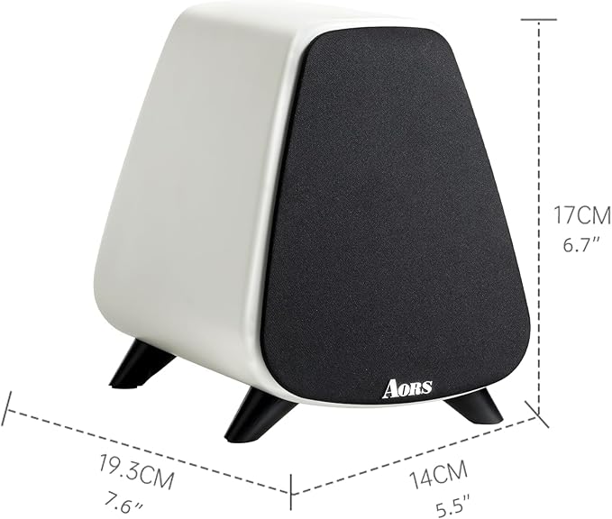AS31 Active Bookshelf Speakers Bluetooth 5.3 2-Way Stereo PC Desktop 80W RMS/3-inch Bass/Midrange/RCA and Fiber Optic Inputs Wooden Compact High-Power Speakers - Matte Skin White