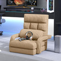 Floor Gaming Chair 6 Position Adjustable Indoor Chaise Lounge Chair for Teens Adults Padded Folding Meditation Sofa with Armrests and Pillow Comfy Chair for Teens Adults Pets - Light Camel