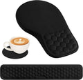 3 in 1 Ergonomic Wrist Rest for Keyeboard and Mouse Non-Slip Desk Mouse Pad with Wrist Support Keyboard Wrist Rest and Mouse Pad Set Massage Design (Black)