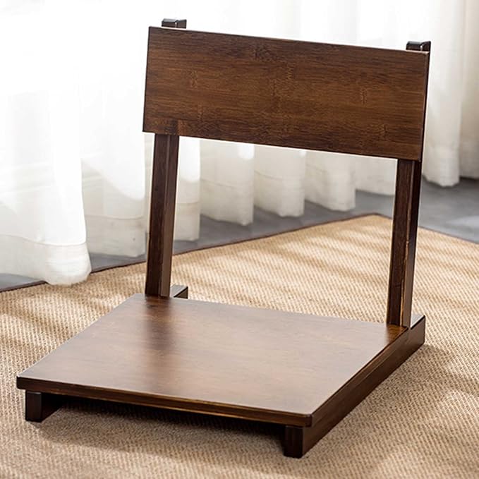 BTZHY Floor Chair Wooden Floor Chair Portable Footless Japanese Style Chair with Backrest Tatami Chair Home Bay Window Lazy Back Chair Outdoor Indoor Backrest Chair