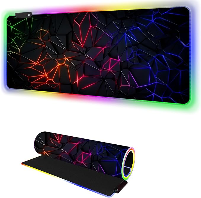RGB Mousepad Led Mouse Pad Desk Mat I 31.5 x 11.8 Inch Large Mouse Pad I XL Oversized Big Mouse mat 14 Led Light Modes I Anti-Slip Rubber Base Waterproof Keyboard Pad for PC Gaming I Vibrant Neon