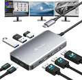 Reborn USB-C Docking Station Dual Monitor Adapter Laptop Docking Station 3 Monitors Triple Display USBC Hub Dongle to 4K60Hz HDMI+DP3 USB3.0100W PDUSB C Data8-in-1 Dock for DellHPLenovoSurface