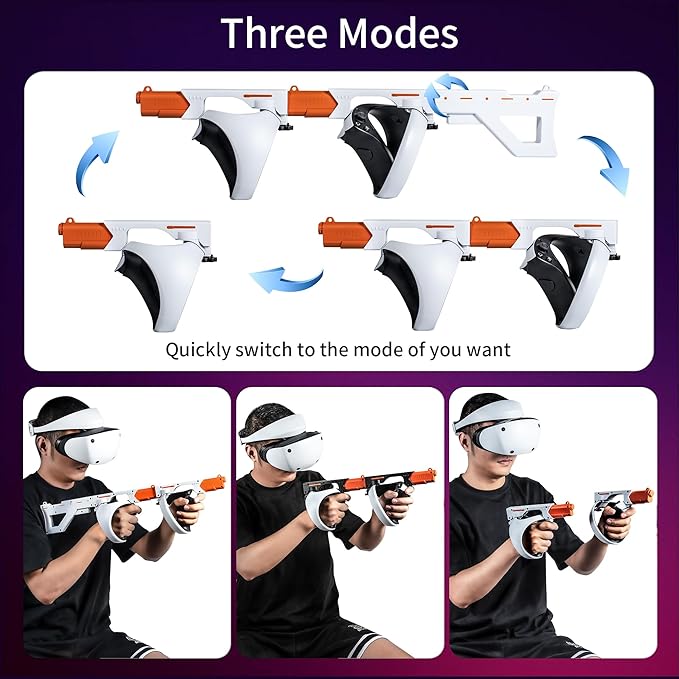 Pistol Grip Controller Accessories for PS VR2 2 in 1 Rifle Grip With Stock and Sling Gamepad Shooting Bracket Mount for VR2 FPS Games Resident Evil Village Pistol Whip
